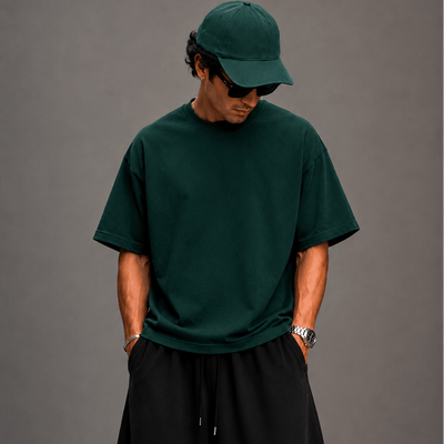 Oversized Dropped Shoulder T-Shirt - Green - Oversized T-Shirt | G STREET