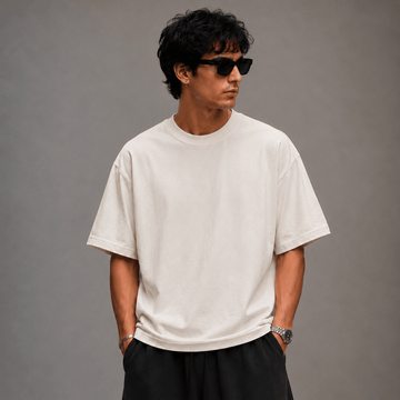 Oversized Dropped Shoulder T-Shirt - White - Oversized T-Shirt | G STREET
