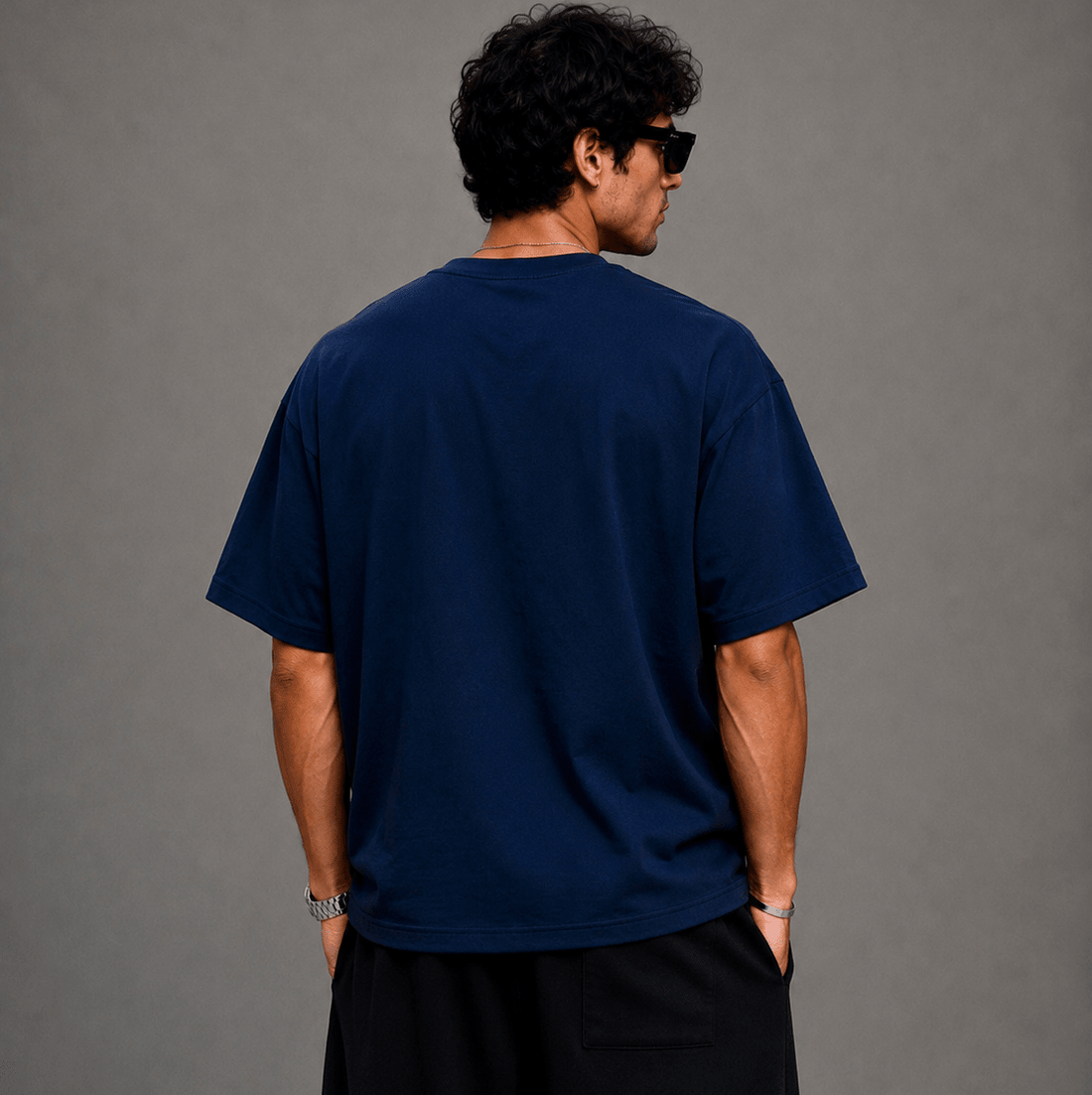 Oversized Dropped Shoulder T-Shirt - Blue - Oversized T-Shirt | G STREET