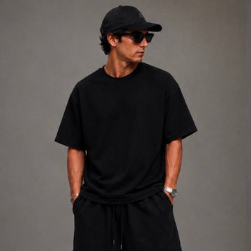 Oversized Dropped Shoulder T-shirt - Black - Oversized T-Shirt | G STREET