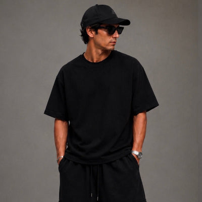 Oversized Dropped Shoulder T-shirt - Black - Oversized T-Shirt | G STREET