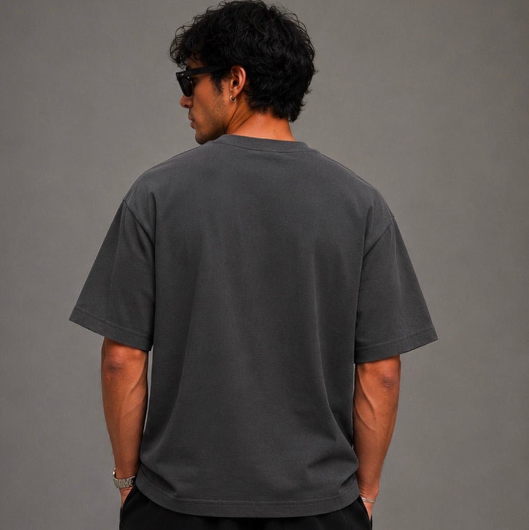 Oversized Dropped Shoulder T-Shirt - Grey - Oversized T-Shirt | G STREET