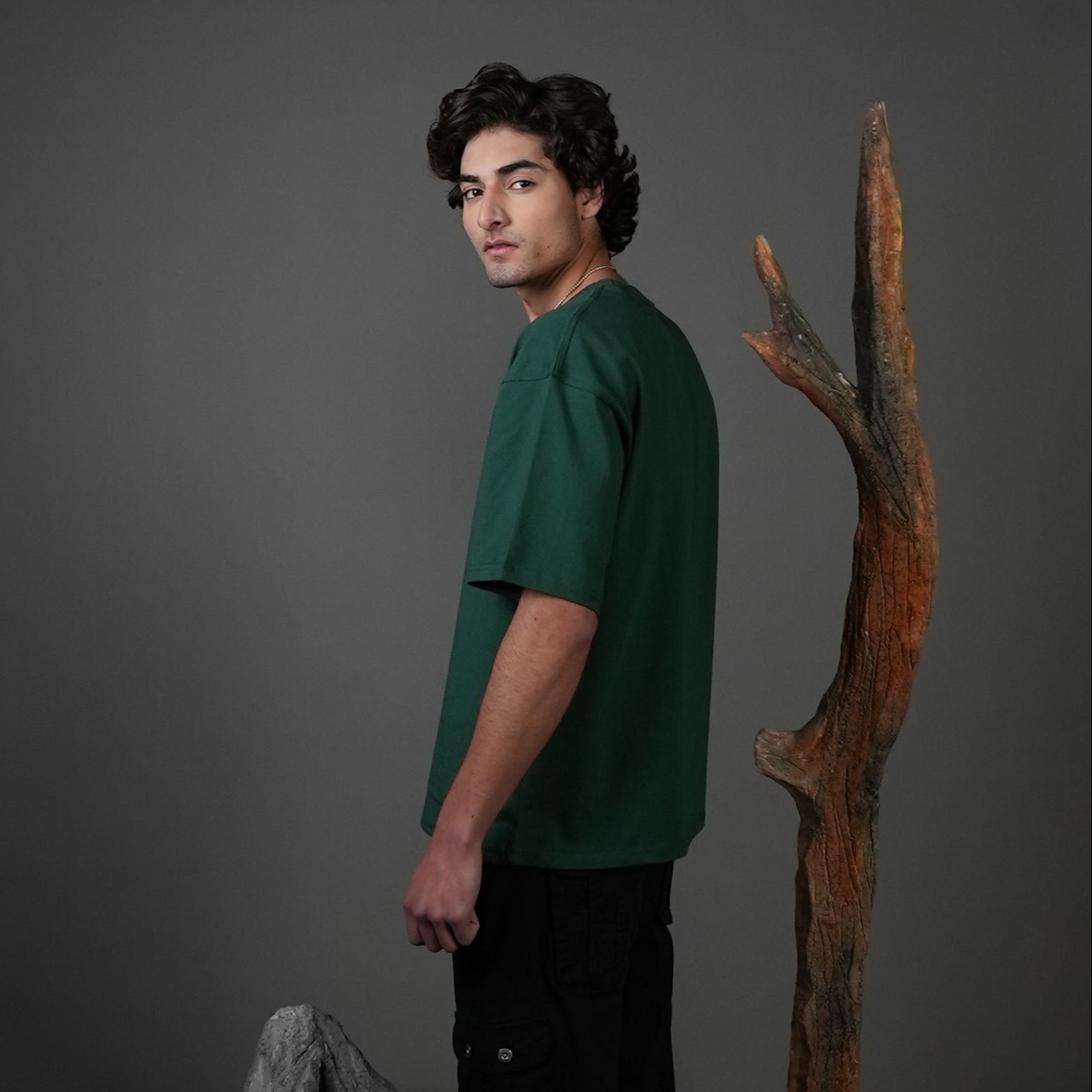 Oversized Dropped Shoulder T-Shirt - Green