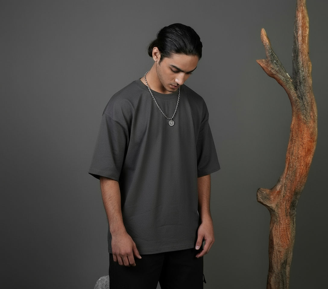 Oversized Dropped Shoulder T-Shirt - Grey