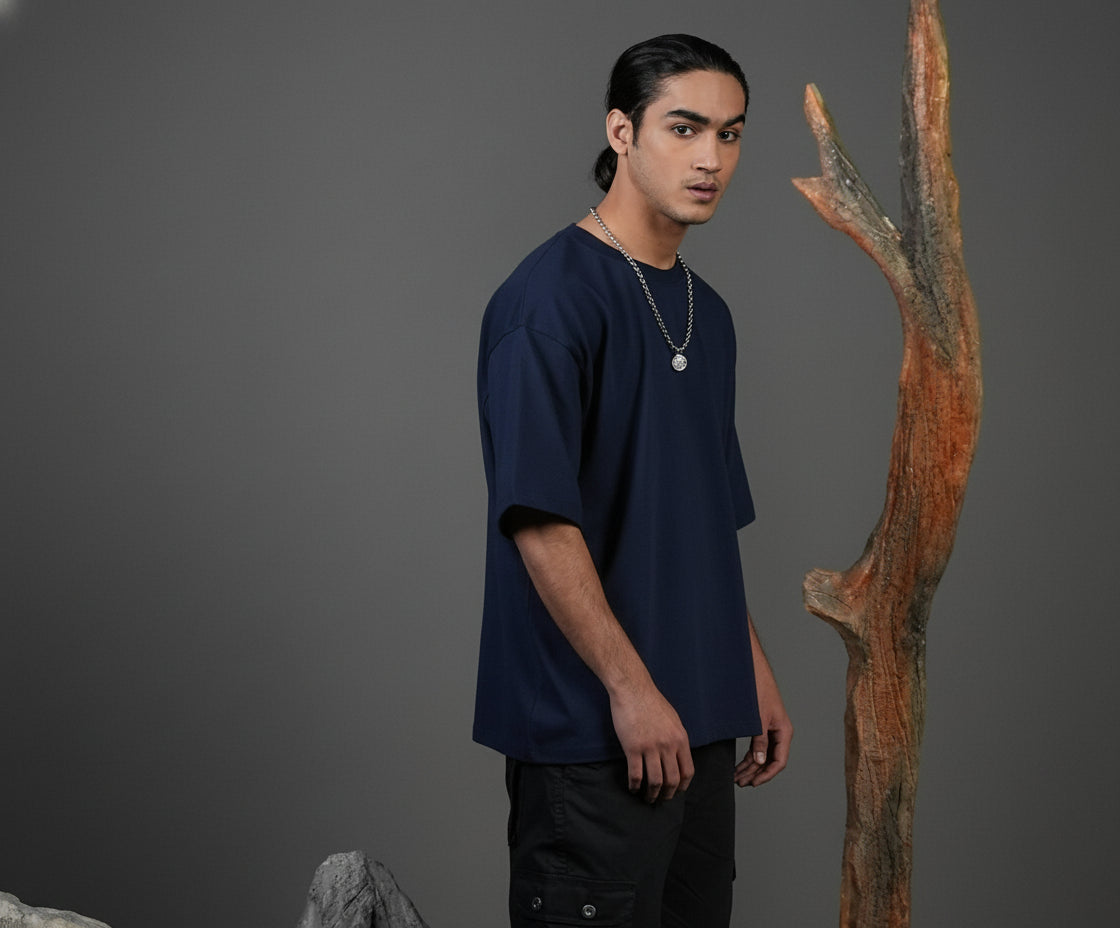 Oversized Dropped Shoulder T-Shirt - Blue