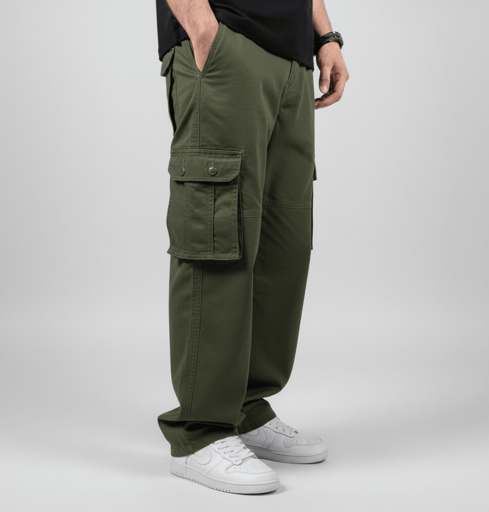 Wide Leg Cargo Pants - Olive - | G STREET
