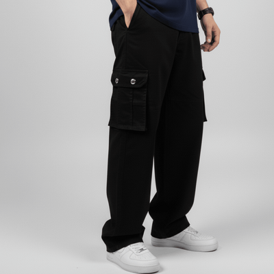 Wide Leg Cargo Pants - Black - | G STREET