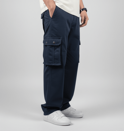 Wide Leg Cargo Pants - Blue - | G STREET