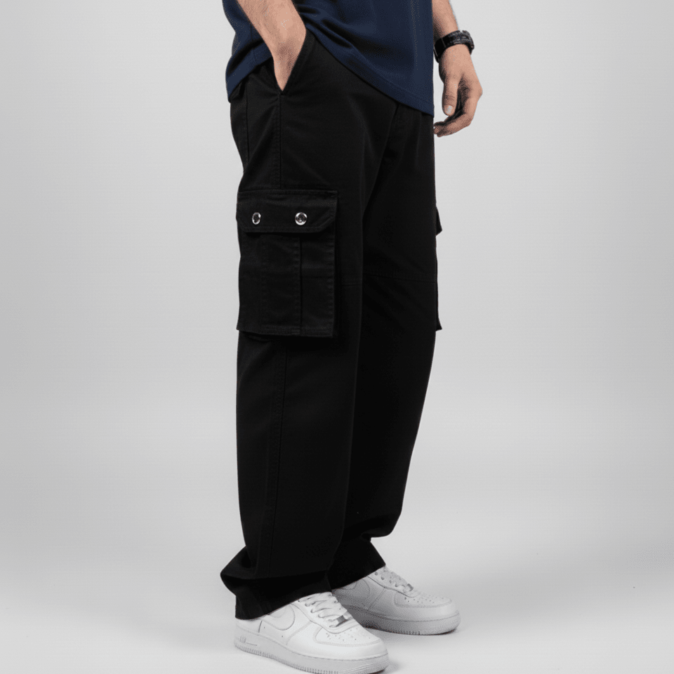 Wide Leg Cargo Pants - Black - | G STREET