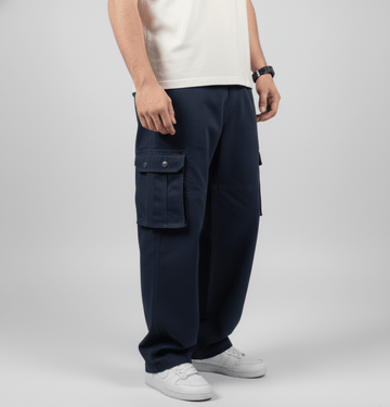 Wide Leg Cargo Pants - Blue - | G STREET