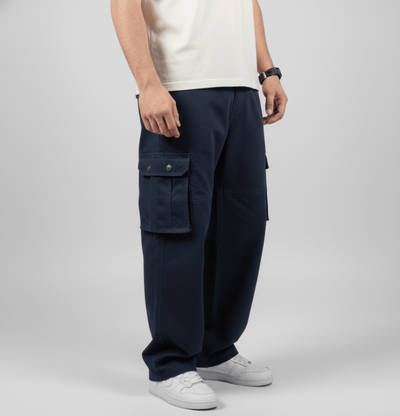 Wide Leg Cargo Pants - Blue - | G STREET